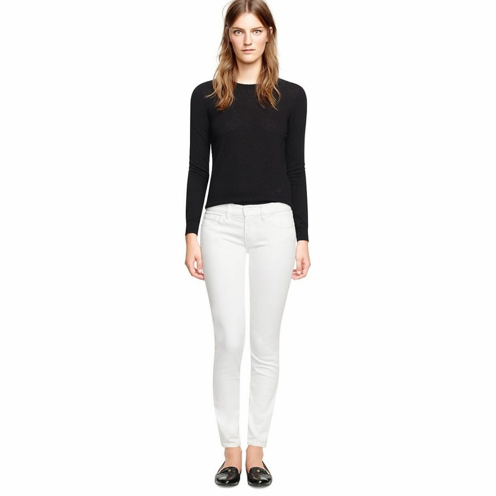 Tory Burch Coastal Mid Rise White Cropped Skinny Cotton Denim Jeans sz. 27